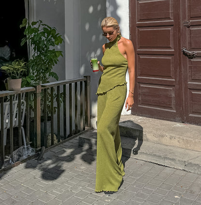 Halter Top + Wide-Leg Pants Set