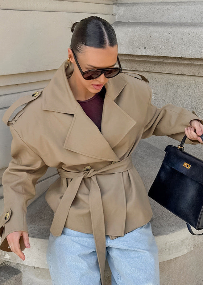 Elegant Tie-Waist Trench Coat