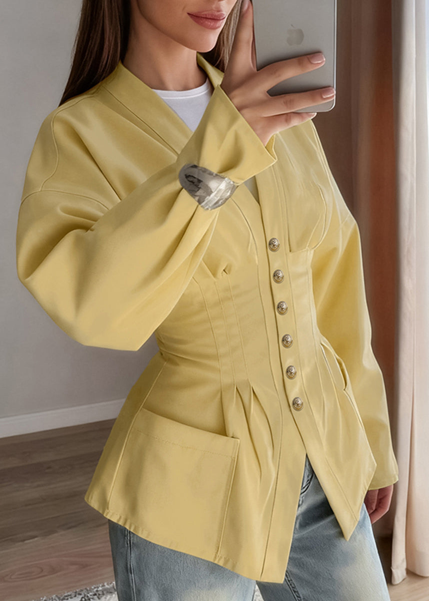 Elegant French-Style V-Neck Waist-Cinched Long Sleeve Blouse for Women – Autumn Slim Fit Shirt Top