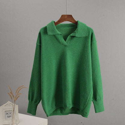 Relaxed Fit Polo Neck Knitted Sweater