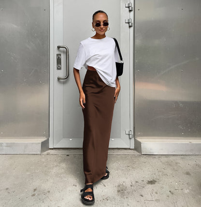 Versatile Silk Midi Skirt