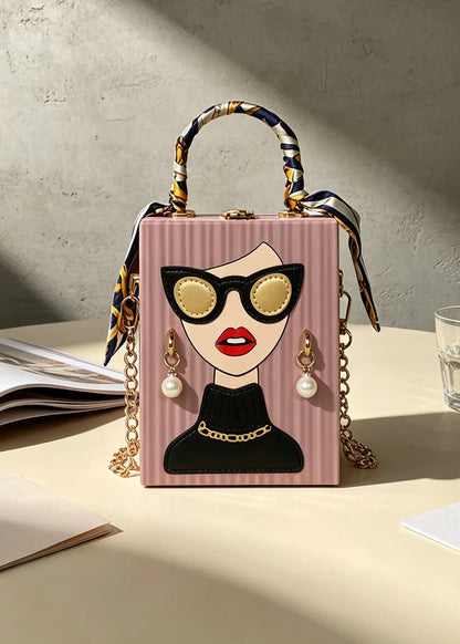 Chic Pop-Art Diva Mini Box Crossbody Bag