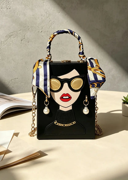 Chic Pop-Art Diva Mini Box Crossbody Bag