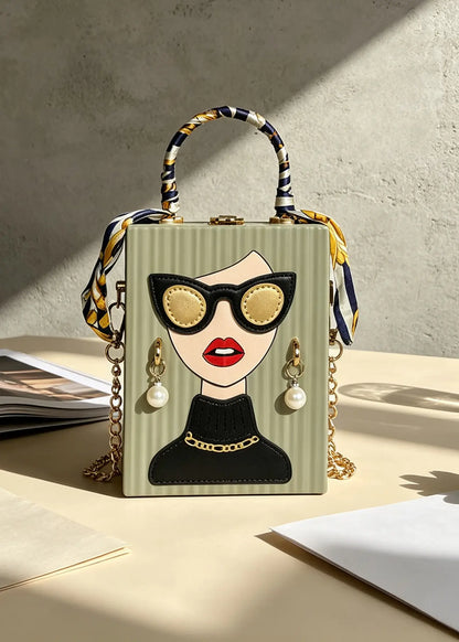 Chic Pop-Art Diva Mini Box Crossbody Bag