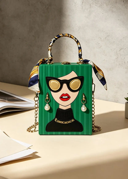 Chic Pop-Art Diva Mini Box Crossbody Bag