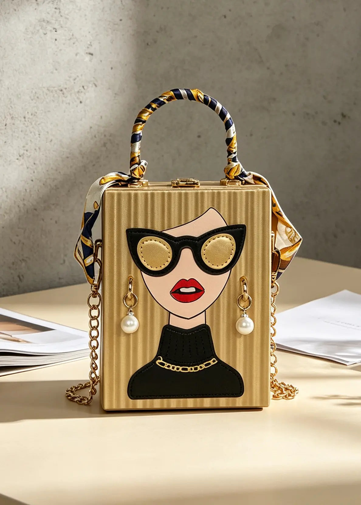 Chic Pop-Art Diva Mini Box Crossbody Bag