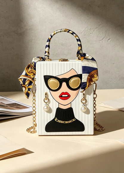 Chic Pop-Art Diva Mini Box Crossbody Bag