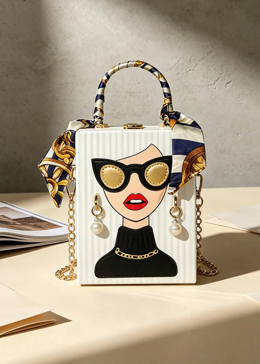Chic Pop-Art Diva Mini Box Crossbody Bag