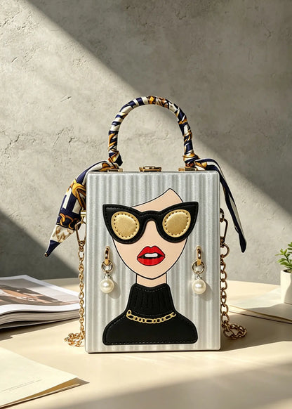 Chic Pop-Art Diva Mini Box Crossbody Bag