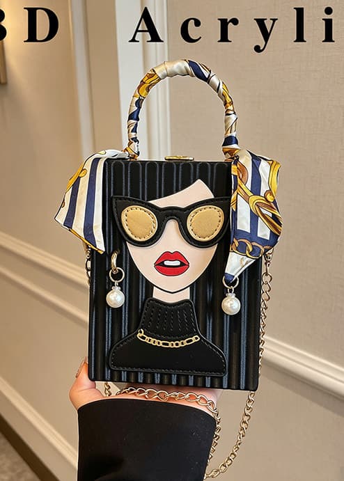Chic Pop-Art Diva Mini Box Crossbody Bag