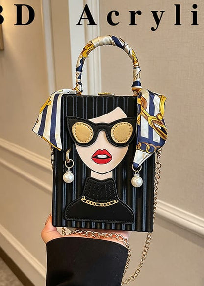 Chic Pop-Art Diva Mini Box Crossbody Bag