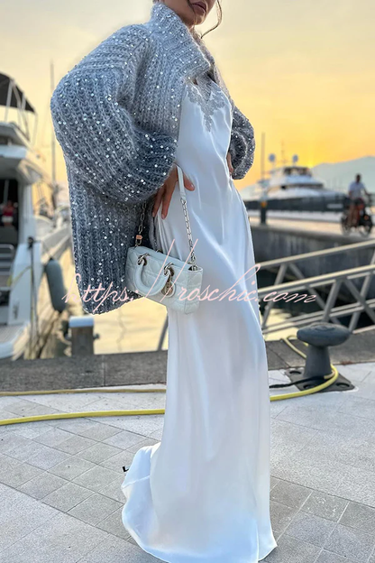 Glam Zipper Knit Cardigan