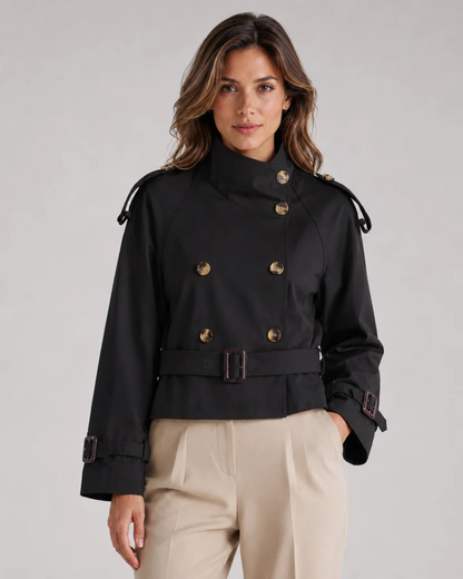 Women's Cropped High Neck Trench Coat