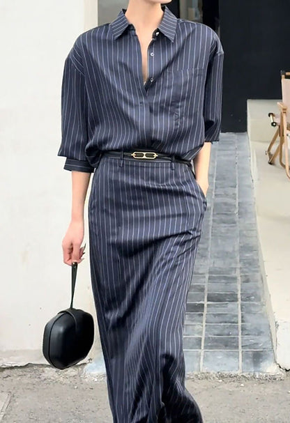 Elegant Shirt & Maxi Skirt Set