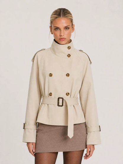 Women's Cropped High Neck Trench Coat
