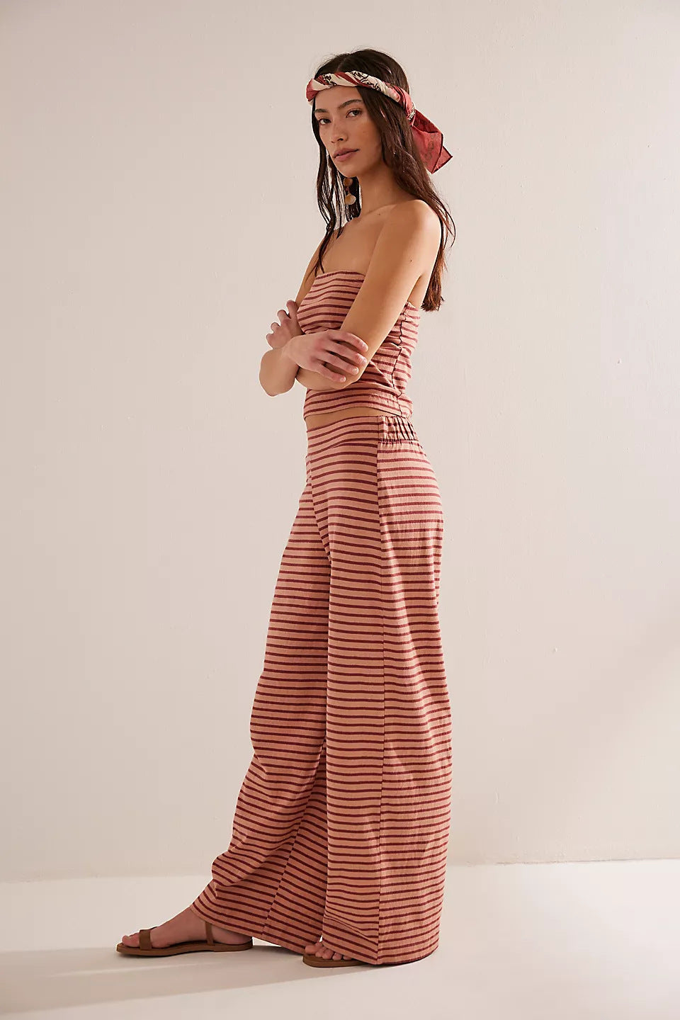 Comfortable Striped Sheath Set