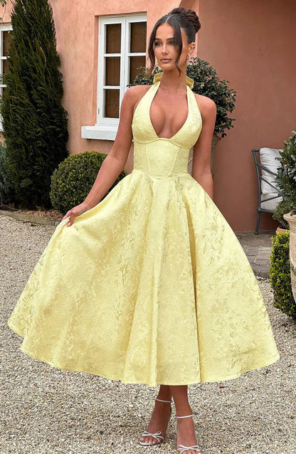 Tie-Neck Jacquard Dress