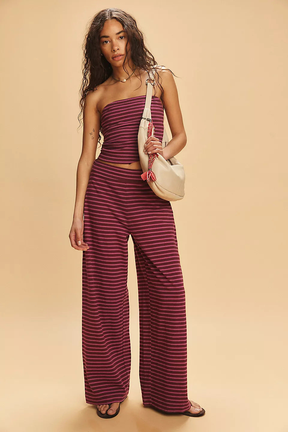 Comfortable Striped Sheath Set