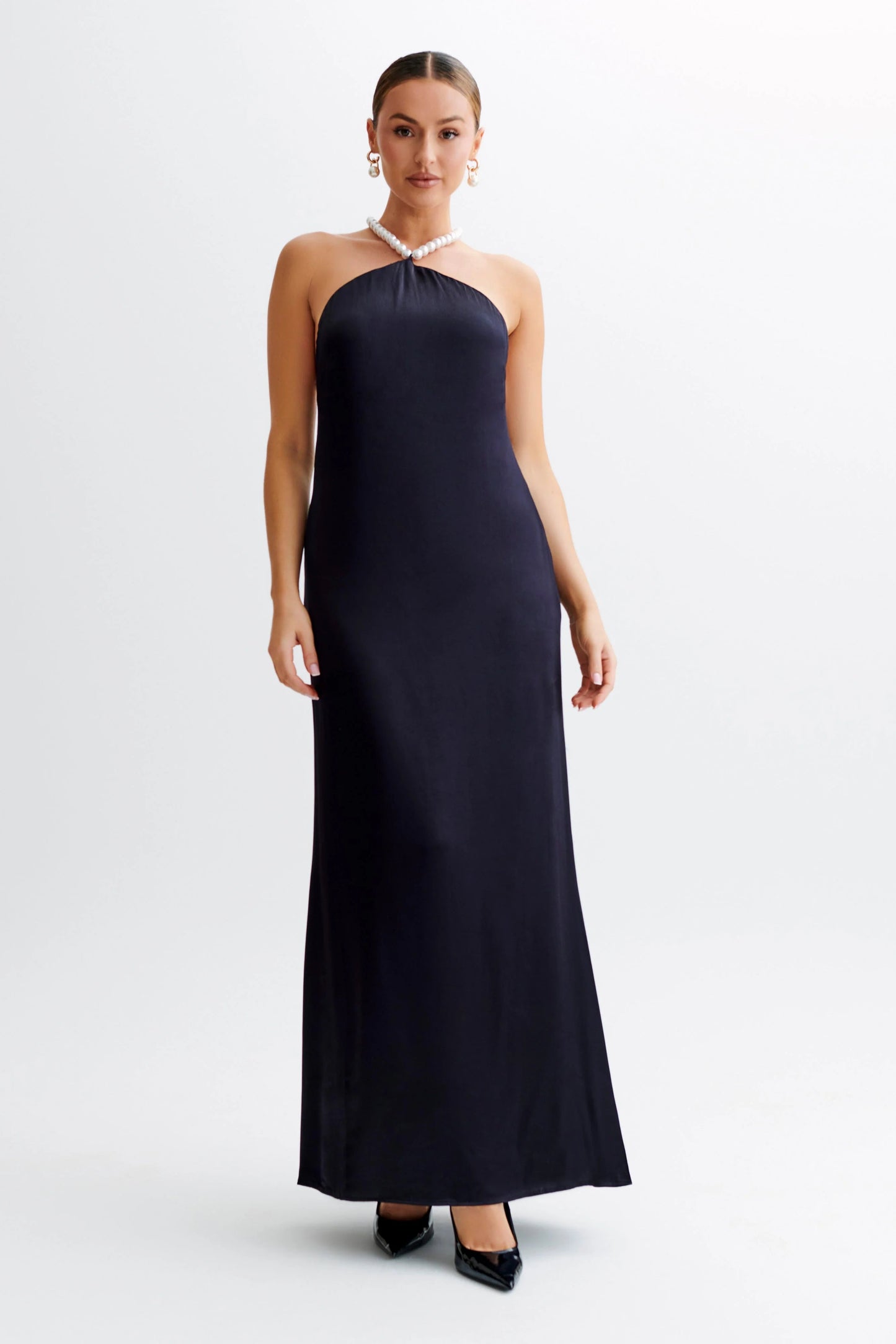 Elegant Pearl Backless Dress