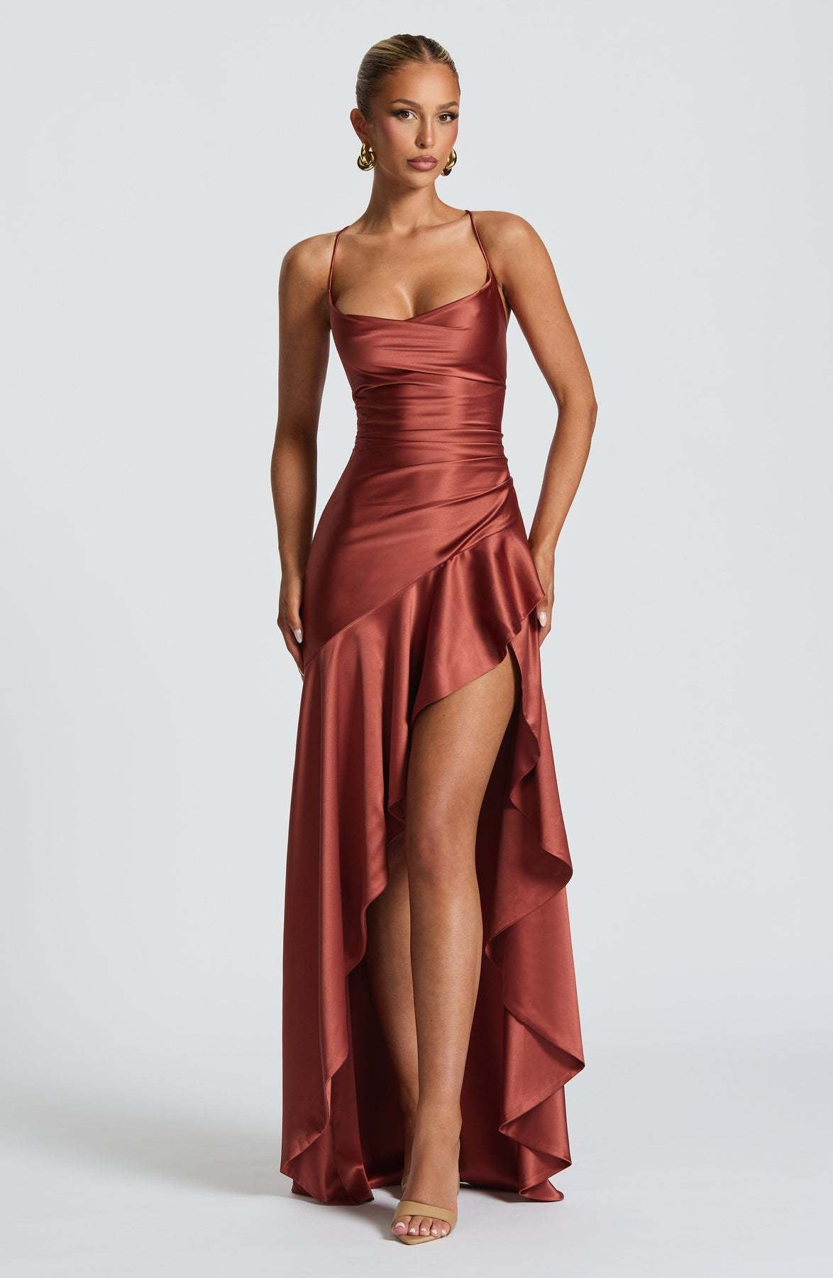 Elegant High Split Halter Dress