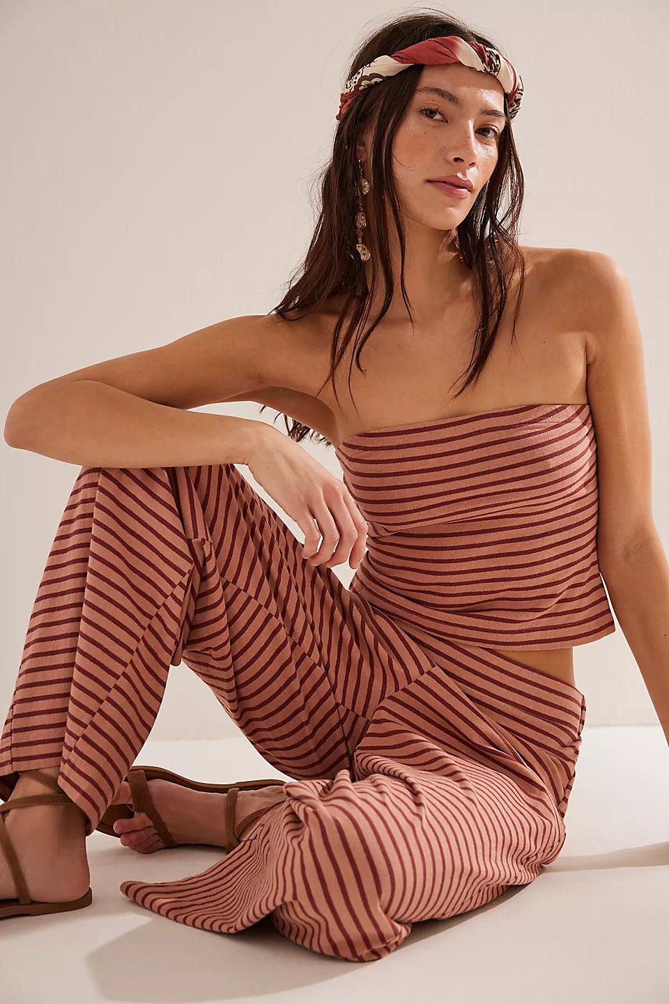 Comfortable Striped Sheath Set