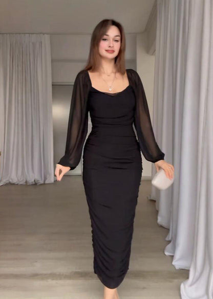 Elegant Pleated Maxi Dress