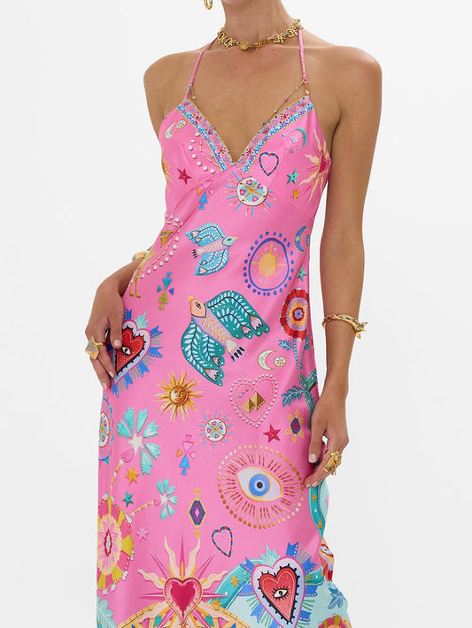 Floral Satin Summer Dress