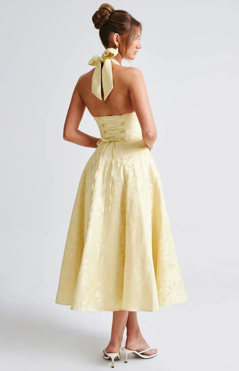 Tie-Neck Jacquard Dress
