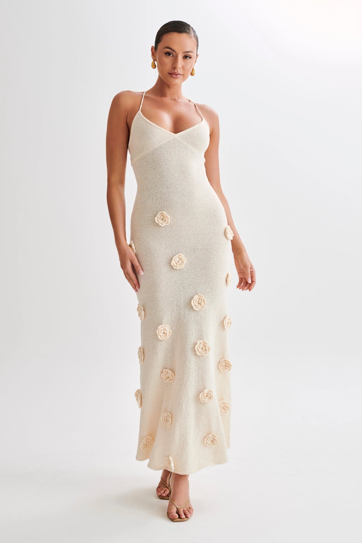 Elegant Floral Halter Dress