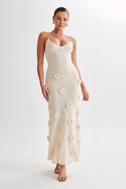 Elegant Floral Halter Dress