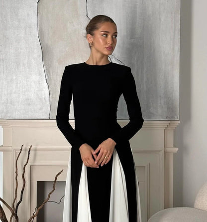 Black and white patchwork maxi dress