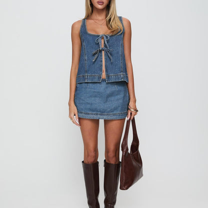 Stylish Denim Skirt Set