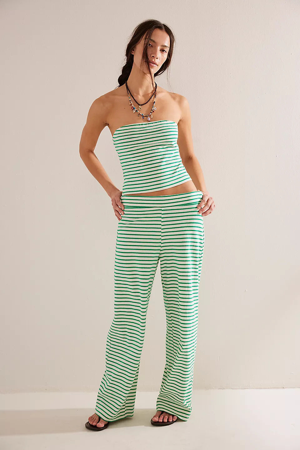 Comfortable Striped Sheath Set