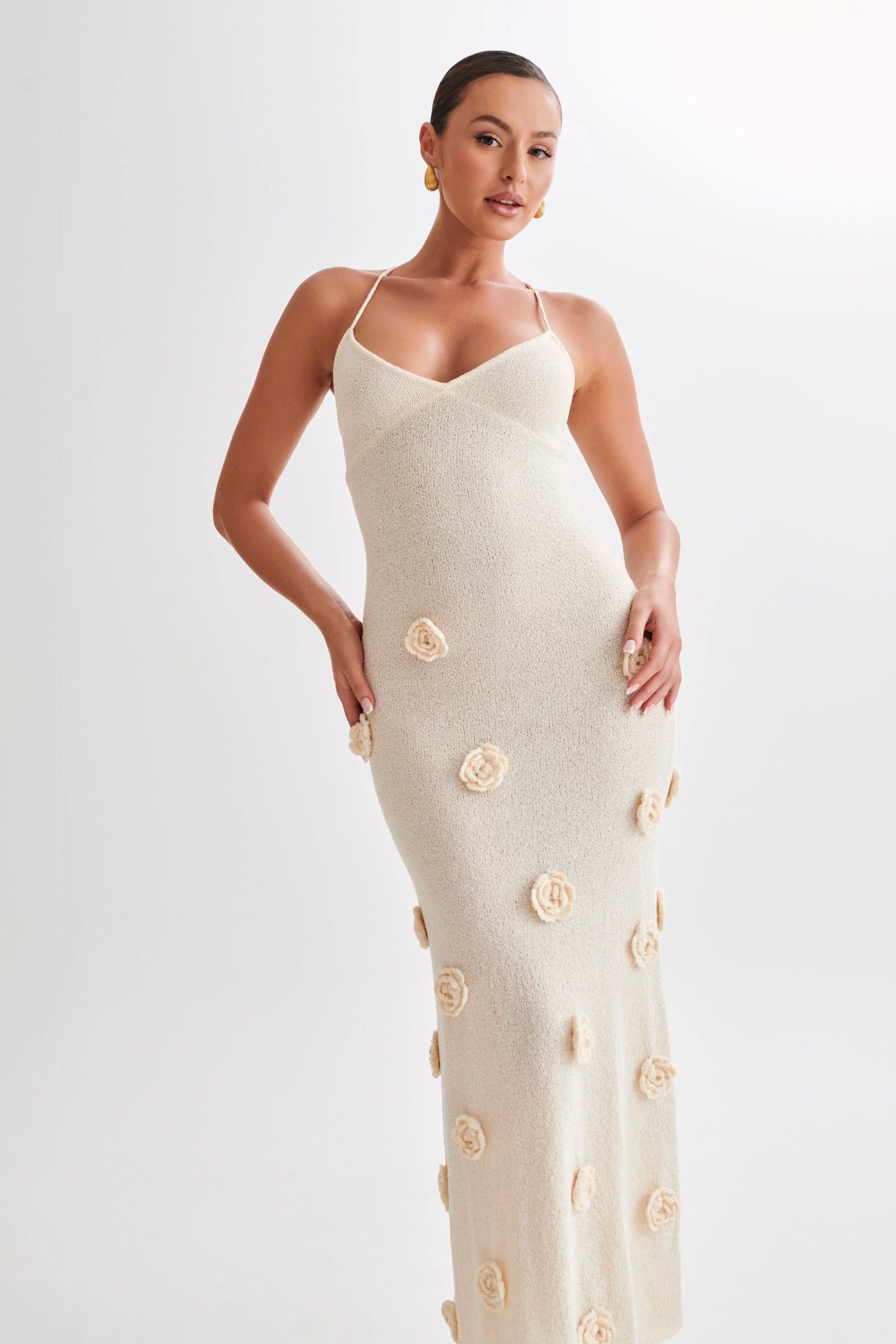 Elegant Floral Halter Dress