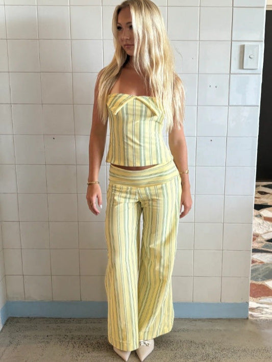 Chic Halter Top & Striped Pants Set