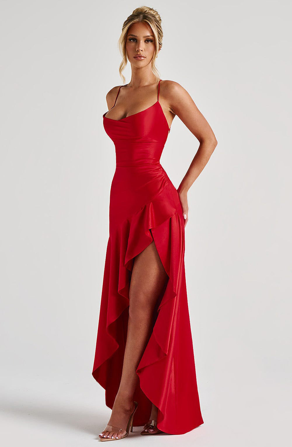 Elegant High Split Halter Dress